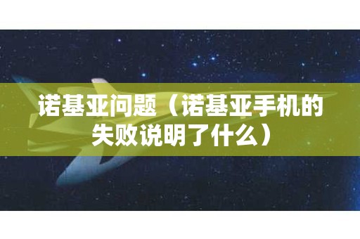 诺基亚问题（诺基亚手机的失败说明了什么）