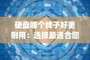 硬盘哪个牌子好更耐用：选择最适合您的存储解决方案