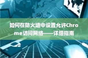 如何在防火墙中设置允许Chrome访问网络——详细指南