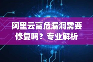 阿里云高危漏洞需要修复吗？专业解析与应对策略
