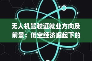 无人机驾驶证就业方向及前景：低空经济崛起下的“黄金通行证”
