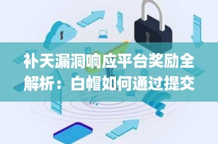 补天漏洞响应平台奖励全解析：白帽如何通过提交漏洞赚取奖金与荣誉？
