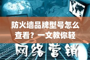 防火墙品牌型号怎么查看？一文教你轻松掌握查询方法