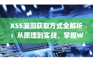 XSS漏洞获取方式全解析：从原理到实战，掌握Web安全核心技能