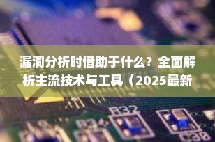 漏洞分析时借助于什么？全面解析主流技术与工具（2025最新指南）